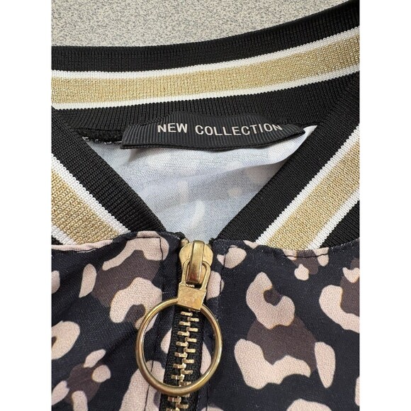 New Collection Women Leopard Black Gold Print Jacket Medium Zippered - Picture 2 of 7